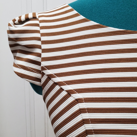 Striped Dress in Bronze and White - Picture 2 of 5